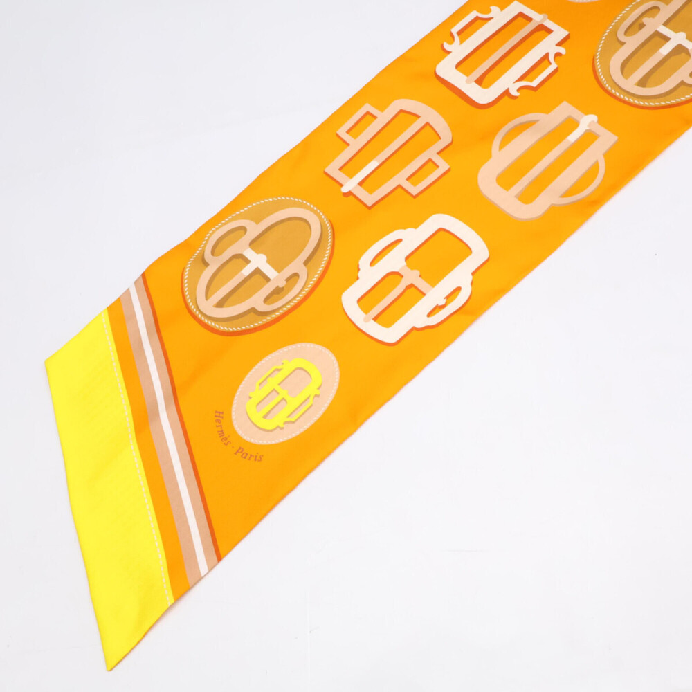 HERMES BOVCLERIE MODERNE Silk Maxi Twilly Scarf/Muffler (Orange) - Women's - Picture 2 of 9